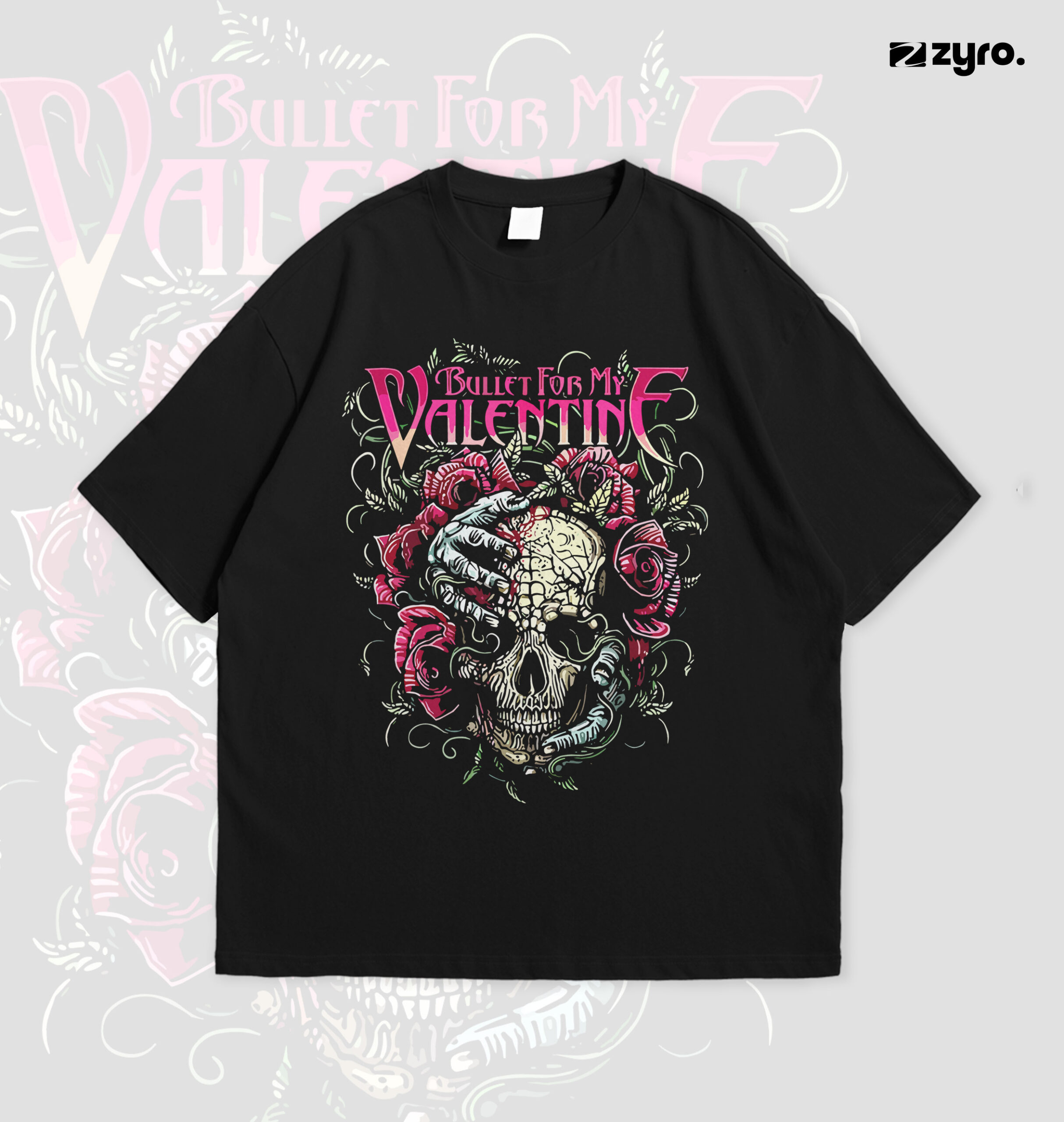 4Oversized_Tee_MockUp Bullet For My Valentine Band Drop Shoulder - Image 1