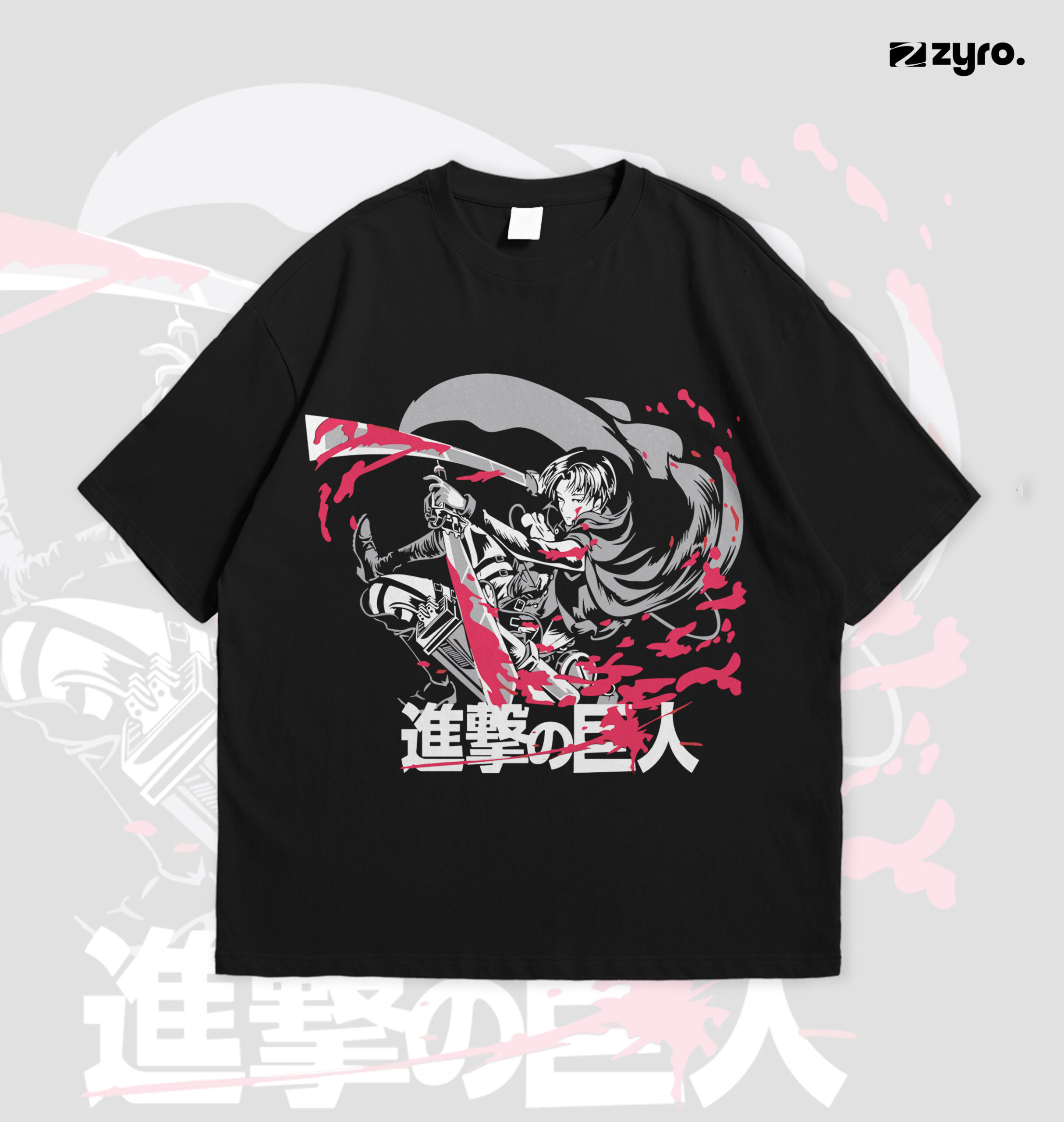 3Oversized_Tee_MockUp Attack on titan Exclusive Drop shoulder - Image 1