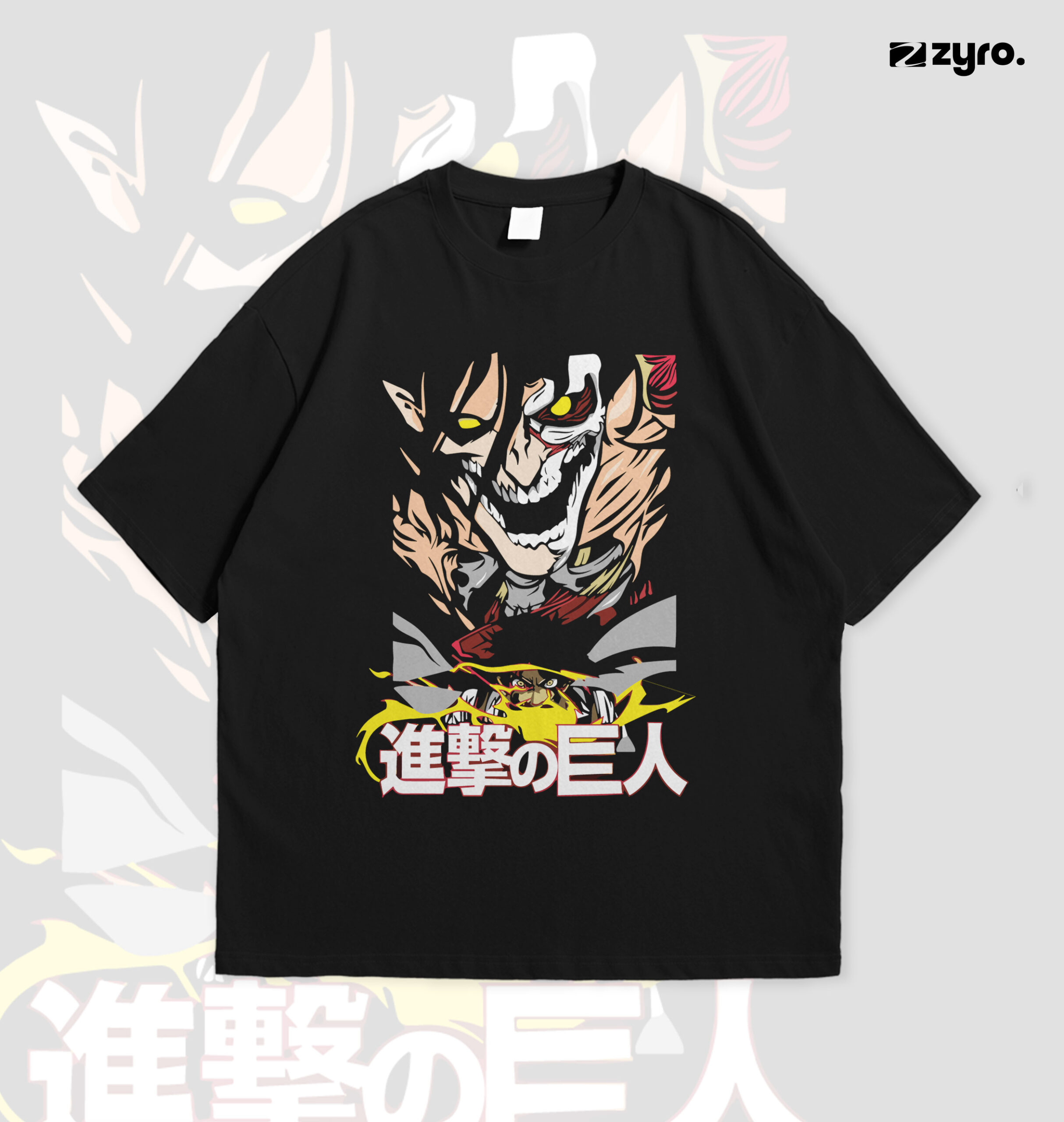 5Oversized_Tee_MockUp Attack on titan Exclusive Drop Shoulder - Image 1