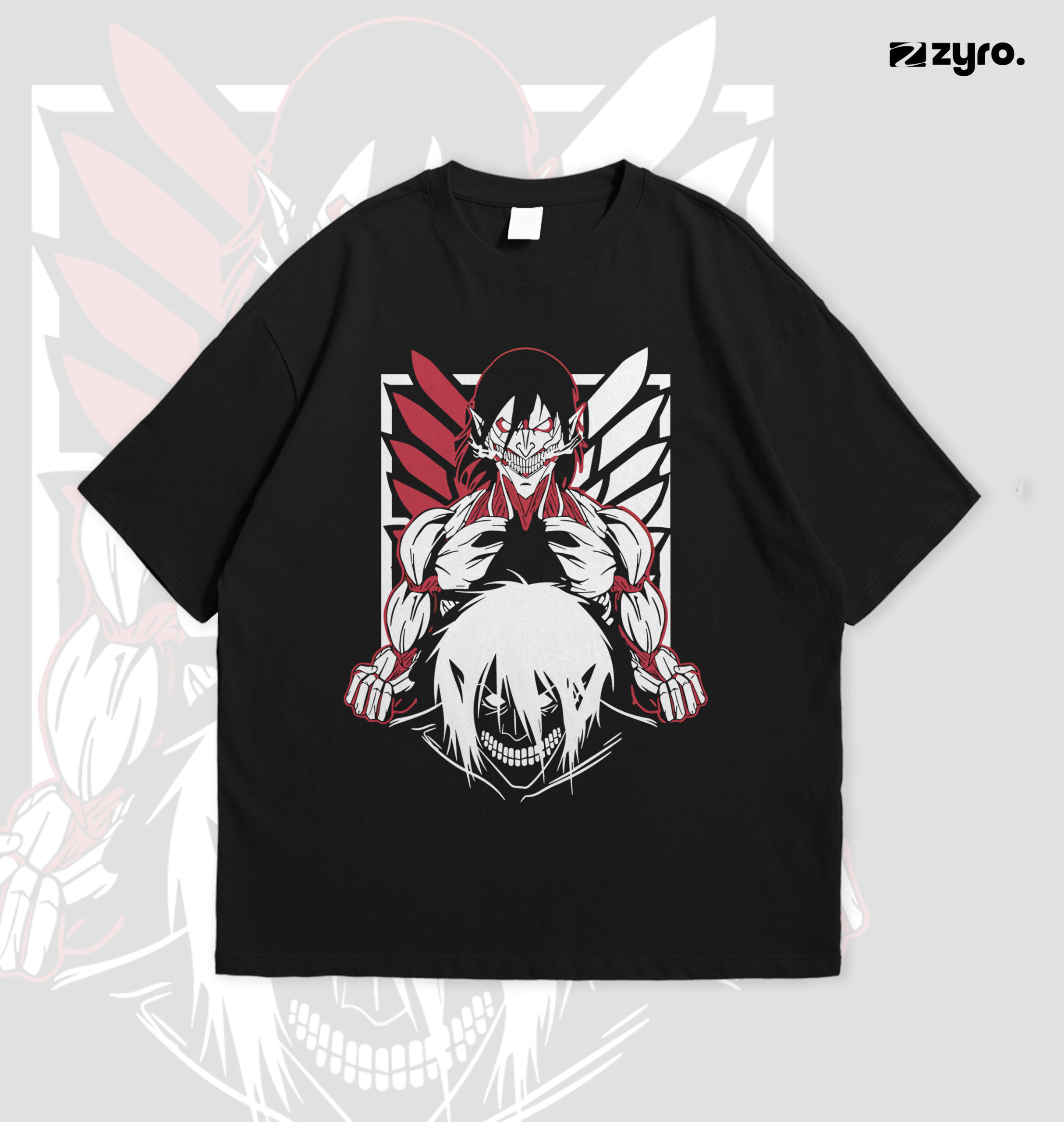 8Oversized_Tee_MockUp Attack on Titans Exclusive Dropshoulder - Image 1