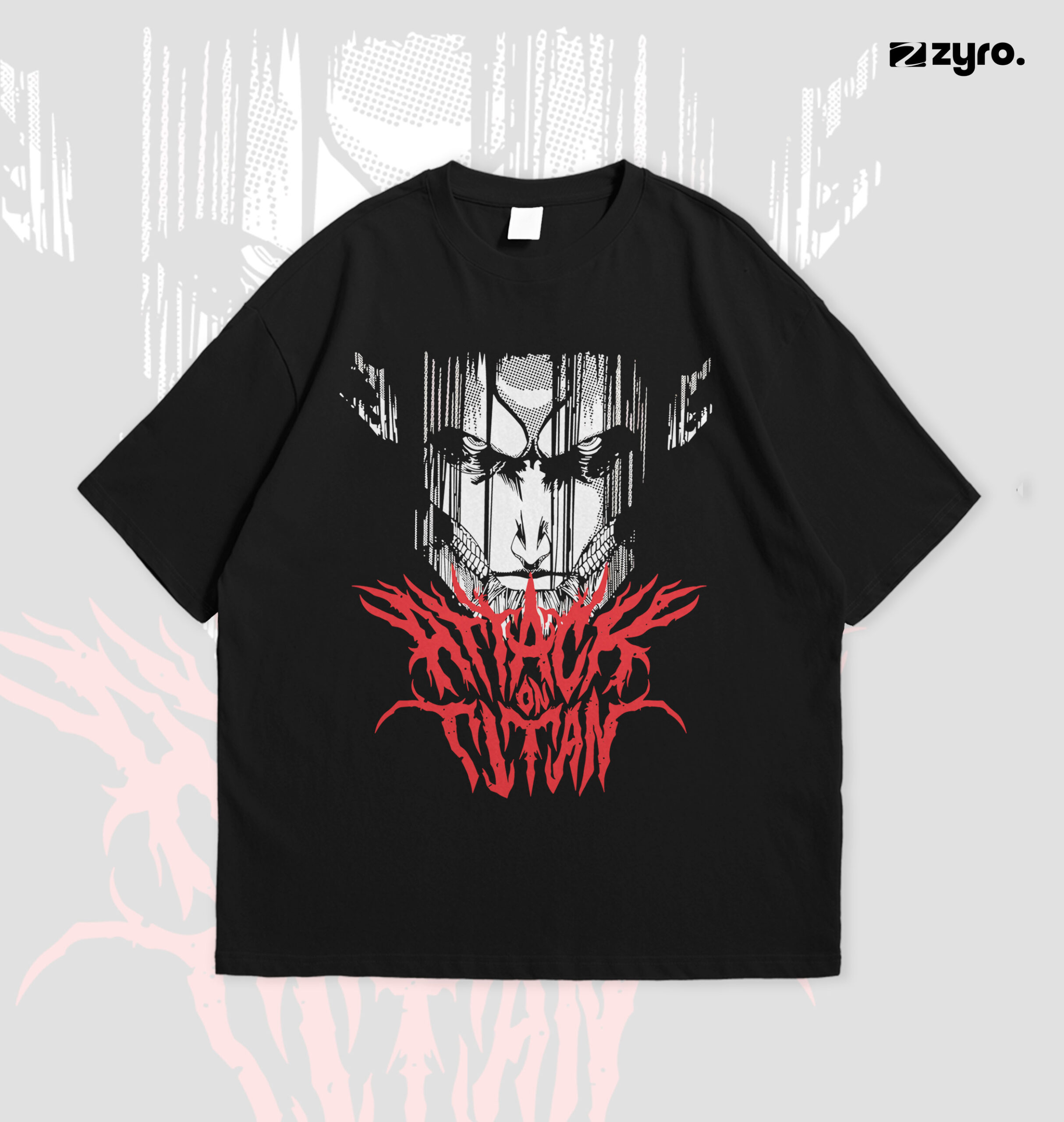9Oversized_Tee_MockUp Attack On Titans Exclusive Drop Shoulder - Image 1